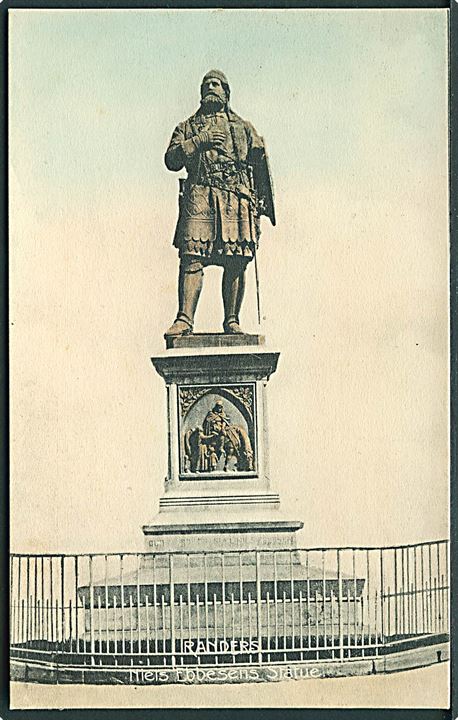 Niels Ebbesens Statue i Randers. Stenders no. 2000. 