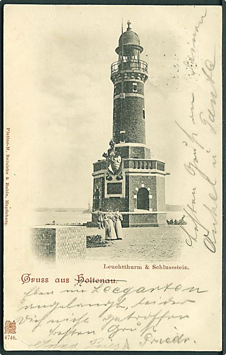 Gruss aus Holtenau med Fyrtårn. M. Reinicke & Rubin no. 4746.  