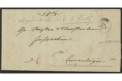 1850. Præfil brev fra Krozingen d. 10.6.1850 til Emmendingen. Ank.stempel på bagsiden.