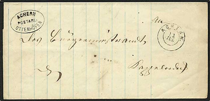 1864. Ufrankeret tjeneste korsbånd stemplet Achern d. 13.7.1864 med ovalt postablage stempel: ACHEREN POSTABL: OTTENHÖFEN