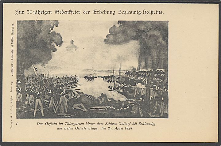 Slesvig, G.J. Koch no. 04. Kamp ved Gottorf slot 1848. Kvalitet 8