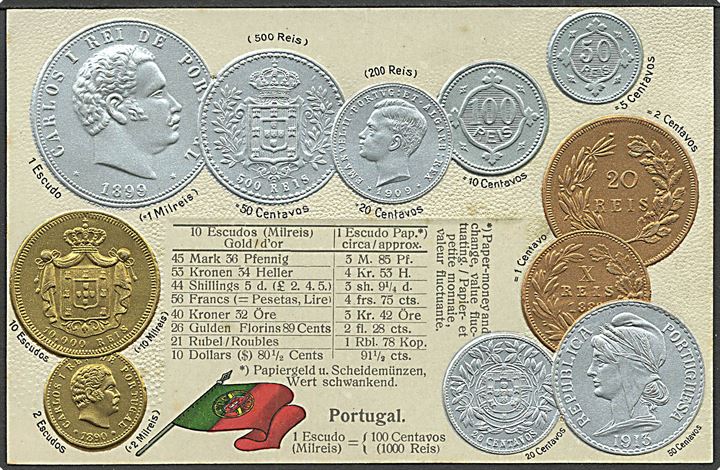 Møntkort, Portugal. M.H. U/no. Kvalitet 8