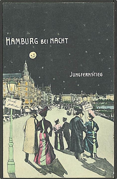 Tyskland, Hamburg bei Nacht auf Jungfernstieg. Wolzedialeck u/no. Kvalitet 8