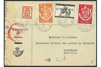 1,75 Fr. blandingsfrankeret brev fra Bruxelles d. 13.1.1943 til København, Danmark.