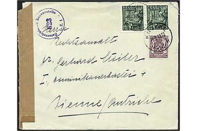 4,40 Fr. blandingsfrankeret brev fra Knokke d. 5.8.1948 til Wien, Østrig. Åbnet af østrigsk efterkrigscensur.