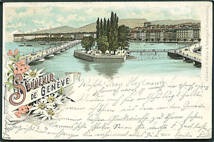 Schweiz, Geneve, souvenir de. H. Metz & Tubingen no. 4192. Kvalitet 7