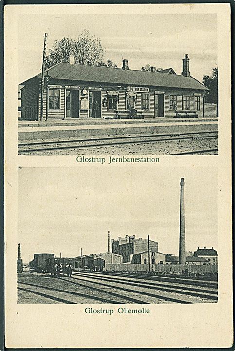 Glostrup Jernbanestation og Oliemølle.S. Schiøler no. 4126. Kvalitet 8