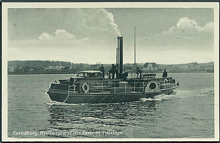 “Fritz Juel”, hjulfærgen fra Svendborg til Taasinge. R. Olsen no. 12065. Kvalitet 10