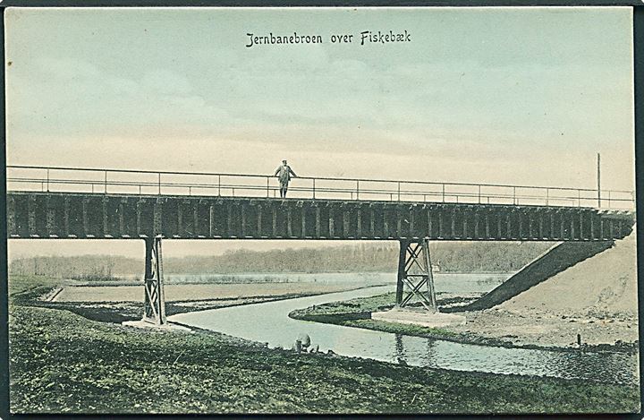 Fiskebæk jernbanebroen på Slangerup banen. P. Alstrup no. 7062. Kvalitet 9