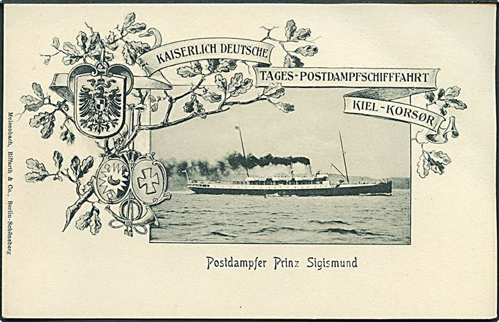 Tysk, “Prinz Sigismund”, postdamper på Kiel - Korsør ruten. Meisenbach, Riffarth & Co. u/no. Kvalitet 8