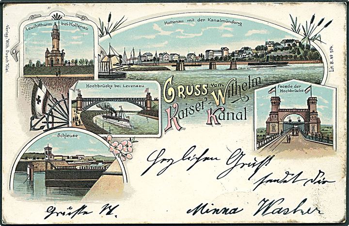 Tyskland, Kaiser Wilhelm Kanal, Gruss aus. Wilh. Dusch no. 574. Kvalitet 7
