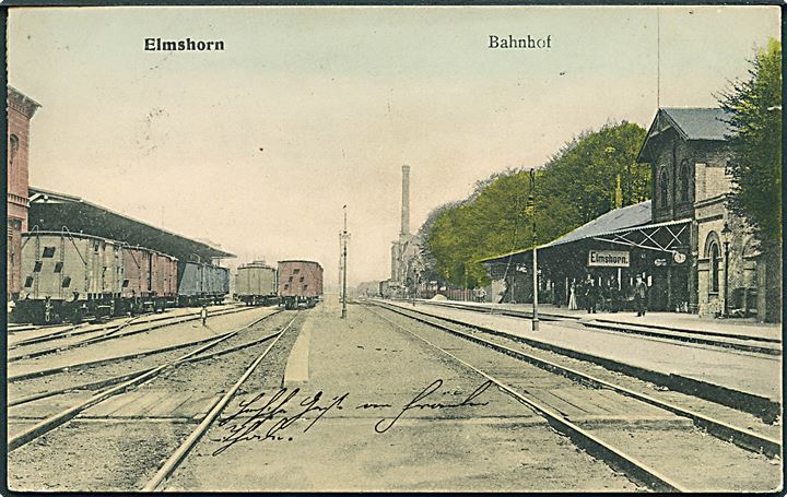 Tyskland, Elmshorn Bahnhof med jernbanevogne. H. Röpke no. 727. Kvalitet 8
