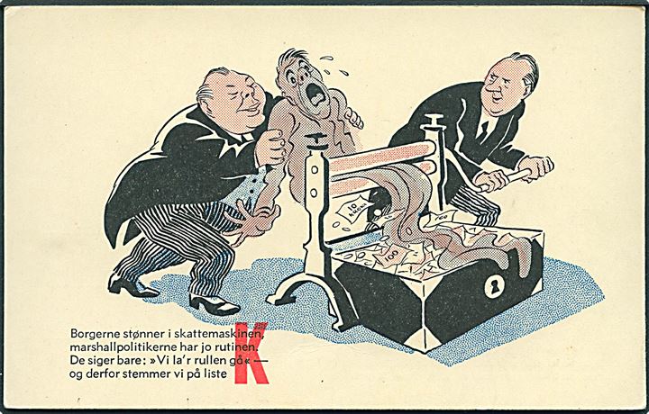 Danmarks Kommunistiske Parti. Valgagitationskort ved kommunevalget 1950. U/no. Kvalitet 8