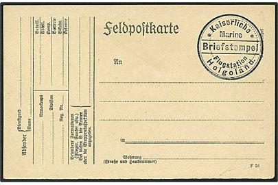 Ubrugt tysk feltpostbrevkort med tydeligt briefstempel: Kaiserliche Marine / Flugstation Helgoland..