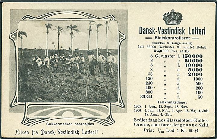 D.V.I., Dansk-Vestindisk Lotteri med Sukkermark. U/no. Kvalitet 7