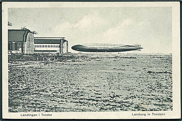 Marine luftskib lander på Zeppelinbasen ved Tønder. Ideal no. 82412. Kvalitet 8
