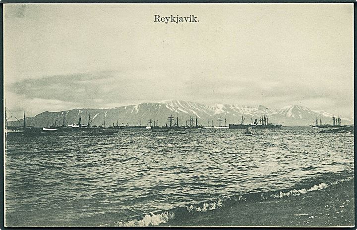 Reykjavik Red med damp- og sejlskibe. B. Jonsson u/no. Kvalitet 9