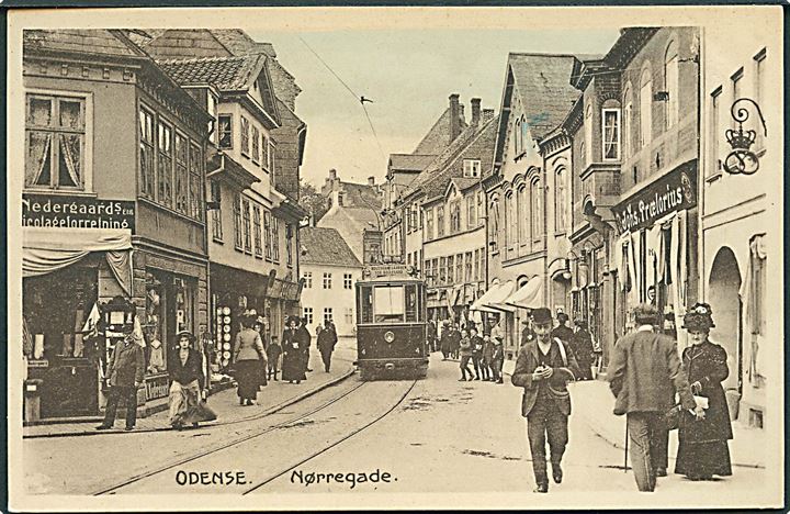 Odense, Nørregade med sporvogn no. 4. Stenders no. 27320. Kvalitet 9