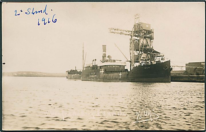 “Ulf”, S/S, Viking D/S i neutralitetsbemaling. Hilsen fra Aalborg d. 8.11.1916. Fotokort u/no. Kvalitet 8