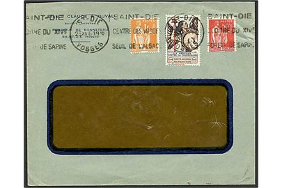 1,50 frank porto samt mærkat for kampen mod tuberkulose på brev fra St. Die, Frankrig, d. 23.12.1910.