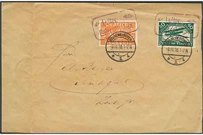Komplet sæt Luftpost på brev annulleret med rammestempel Luftpost Gelsenkirchen og sidestemplet Gelsenkirchen d. 8.10.1920. Fold.