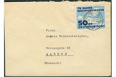 50 pfg. UPU single på brev fra Oesterwieck d. 23.1.1950 til Aarhus, Danmark.