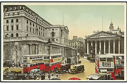 Bank of England and Royal Exchange, London. Dobbeltdækker busser og biler ses. G. 7872. 
