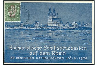 Eucharistische Schiffsprozession auf dem Rhein 77. Deutscher Katholikentag, Kóln 1956. U/no. 