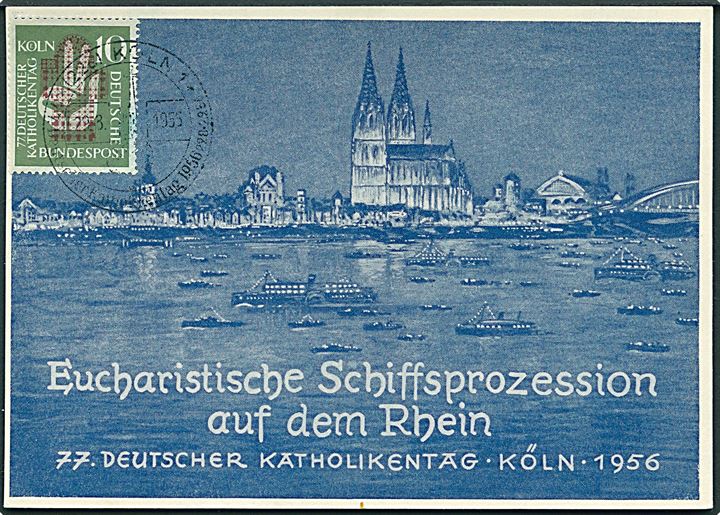 Eucharistische Schiffsprozession auf dem Rhein 77. Deutscher Katholikentag, Kóln 1956. U/no. 