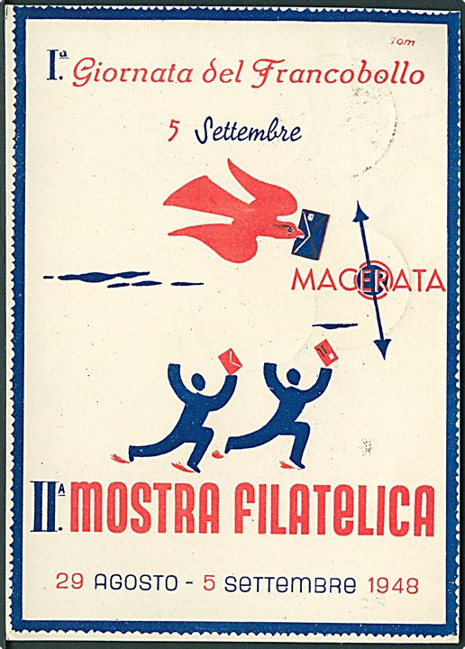 I'a giornata del Francobollo 5 Settembre. II'a Mostra Filatelica 29 Agosto - 5 Settembre 1948. a cura dell' E. N. A. L. di Macerata u/no. 