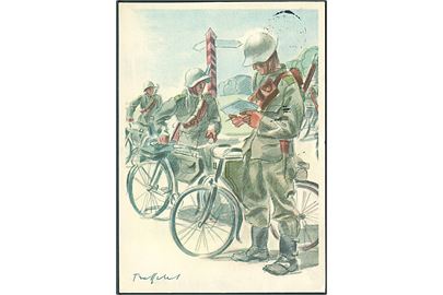 Soldater cykelpatrulje. Schweizer Wehrkalender, Aarau u/no. 