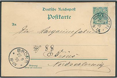 5 pfg. helsagsbrevkort fra Todenbüttel d. 21.9.1895 til Bröns.