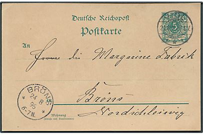 5 pfg. helsagsbrevkort fra Viöl d. 24.8.1896 til Bröns.