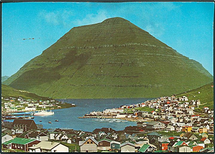 Udsigt over Klaksvik i Færøerne. Luna - Tryk no. 60.
