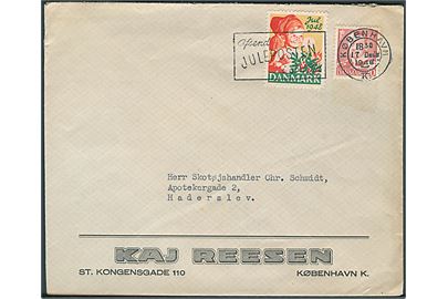 20 øre Fr. IX og Julemærke 1948 på brev fra København d. 17.12.1948 til Haderslev.