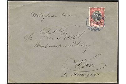 10 Para Peter I single på brev fra Belgrad d. 20.11.1910 til Wien, Østrig.