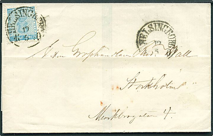 12 öre Våben på brev fra Helsingborg d. 12.5.1870 til Stockholm.