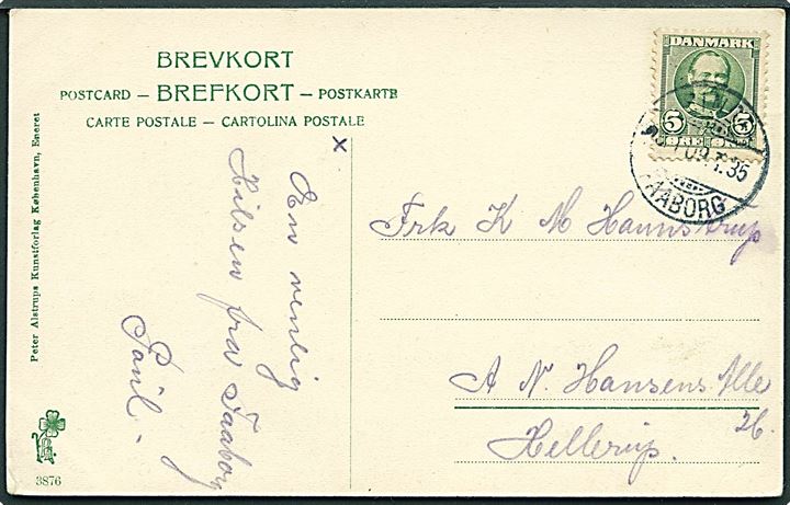 5 øre Fr. VIII på brevkort (Brahetrolleborg) annulleret med bureaustempel Ringe - Faaborg T.35 d. 5.1.1909 til Hellerup.