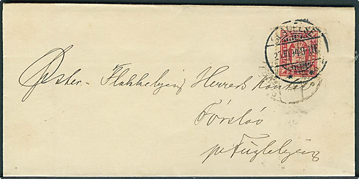 8 øre Tjenestemærke på brev stemplet Slagelse d. 25.10.1894 til Førslev pr. Fuglebjerg.