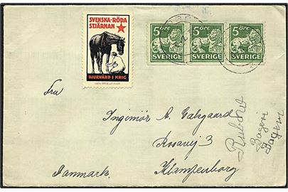 5 øre grøn løve på brev fra Åtorp, Sverige, d. 6.7.1931 til Klampenborg.
