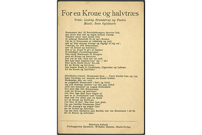 Sangteksten til: For en Krone og halvtræs. Wilhelm Hansen. Sangko no. 320.