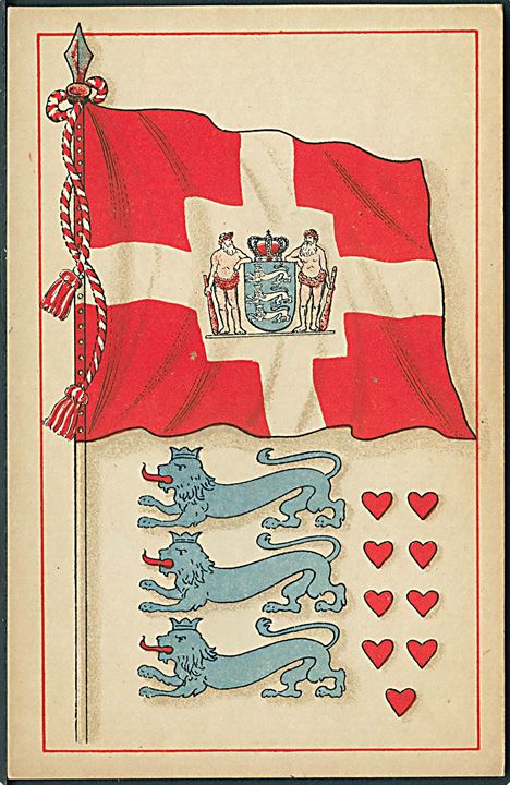 6 stk. postkort med Dannebrog og våbenskjold. Ed. F. Ph. serie 2584 no. 1 - 6.
