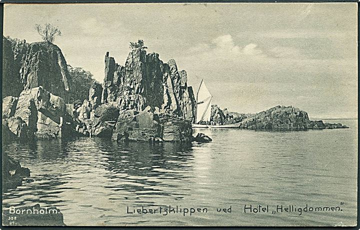 Liebertsklippen ved Hotel Helligdommen, Rø på Bornholm. Ad. Møller no. 308.