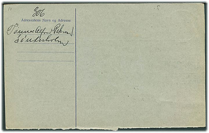 15 øre Chr. IV og 15 øre Chr. X Postjubilæum i sammentrykt parstykke på retur Indkasserings-Indbetalingskort fra Nibe d. 1.12.1924 til Sønderholm. Usædvanlig uofficiel FDC anvendelse.