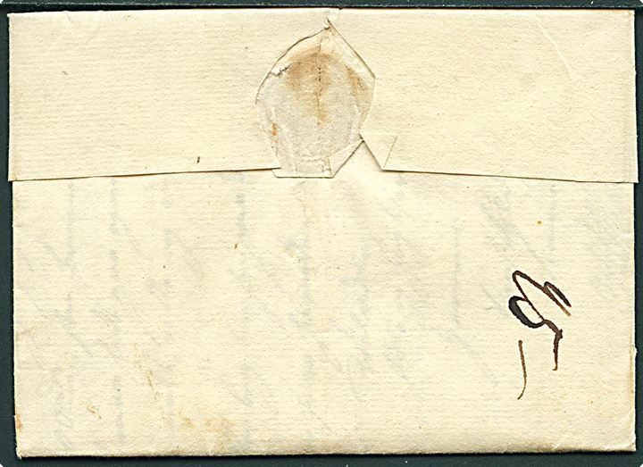 1749. Francobrev med indhold dateret i Kjøbenhavn d. 30.7.1749 til Handelskammeret i Westerwick, Sverige. Påskrevet: Franco Elseneür. Flere påtegninger.