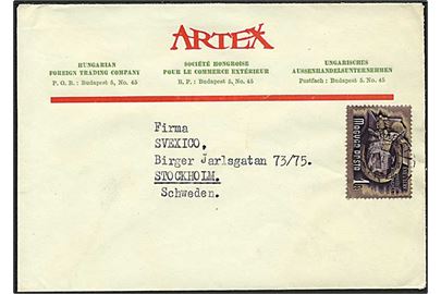 1 forint singelfrankatur på brev fra Budapest til Stockholm, Sverige.
