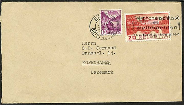 30 centimes orto på brev fra Berne, Schweiz, d. 23.x.1938 til København.