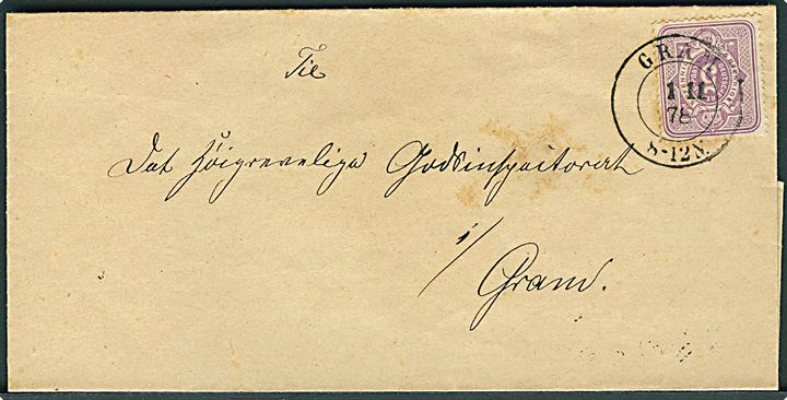 5 pfg. Ciffer på lokalbrev fra Enderupskov Commune annulleret med 2-ringsstempel Gram d. 1.11.1878 til Gram. På bagsiden delvist laksegl.