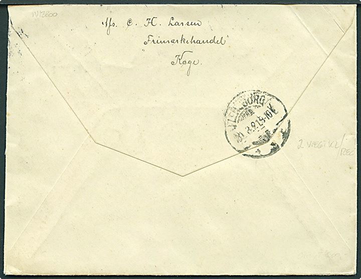 30 øre Chr. X (3) på 2. vægtkl. anbefalet brev fra Køge d. 19.12.1921 til Flensburg, Tyskland.