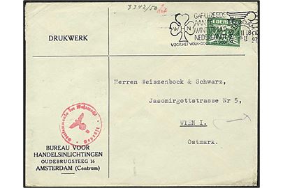 2½ c. single på tryksag fra Amsterdam d. 8.2.1941 til Wien, Østrig. Passérstemplet af tysk censur.